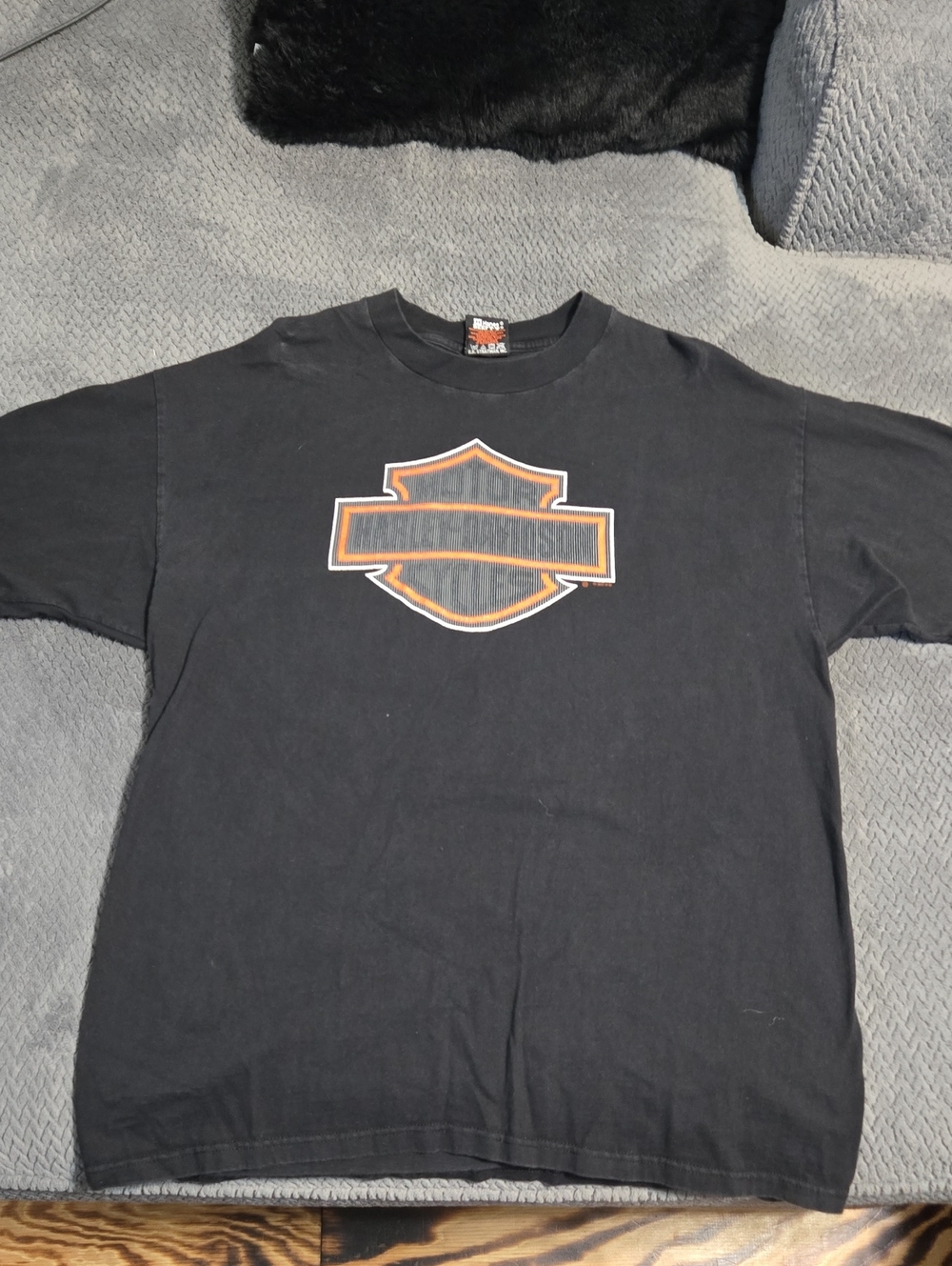 Harley-Davidson Black Tee with Orange Shield Logo Ocean City, Md.